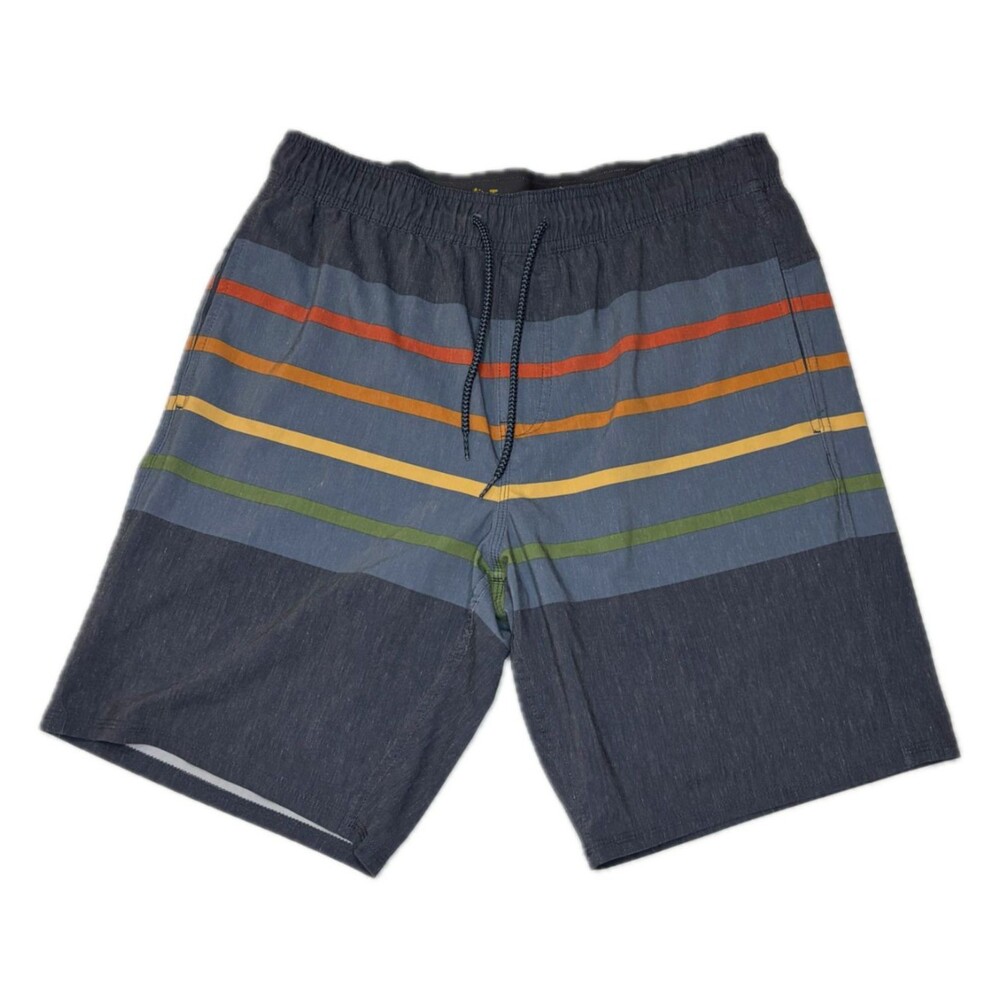Men's Hang Ten Large Blue Striped Quick-Dry Comfort Waist Lined Swim Suit Trunks